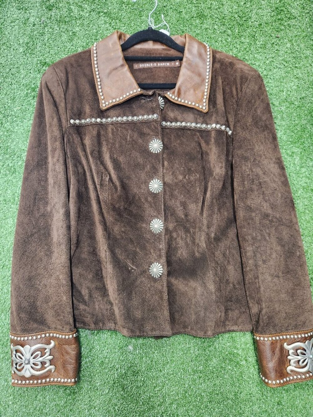Vintage Double D Ranch Brown Suede Concho Western Jacket M